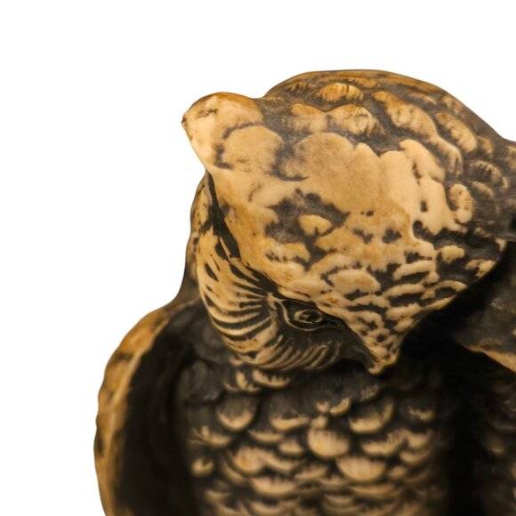 Vintage Owl Figurine Sculpture On Branch Resin Home Decor Collectible - Picture 9 of 16